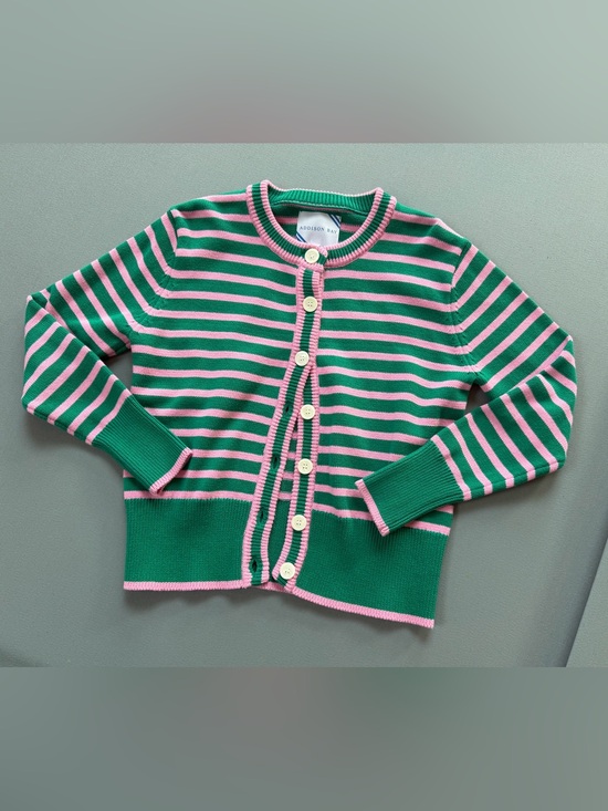 Addison Bay Sweaters - Addison Bay Green & Pink Striped Cropped Cardigan size Small